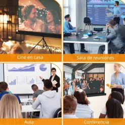 Homcom - Pantalla de proyección 84'' Negro