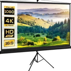 Homcom - Pantalla de proyección 100'' Negro