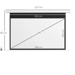 Homcom - Pantalla de proyección eléctrica 84'' Blanco con mando