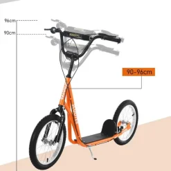 Homcom - Patinete Ajustable Para Niños Naranja HomCom