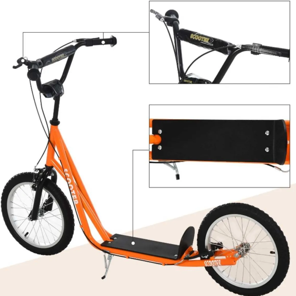 Homcom - Patinete Ajustable Para Niños Naranja HomCom