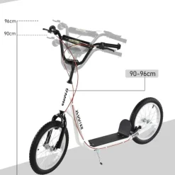 Homcom - Patinete Ajustable Para Niños Blanco HomCom
