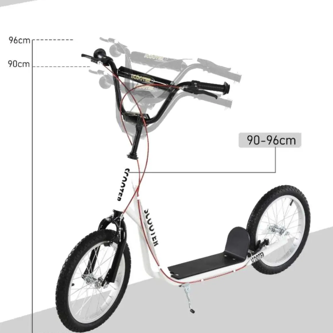 Homcom - Patinete Ajustable Para Niños Blanco HomCom