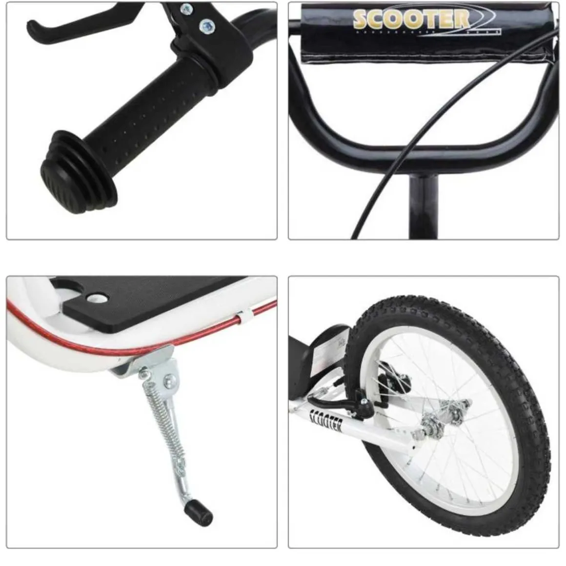 Homcom - Patinete Ajustable Para Niños Blanco HomCom