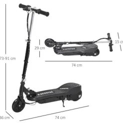 Homcom - Patinete Eléctrico Plegable Acero Negro HomCom