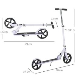 Homcom - Patinete Infantil Plegable Blanco HomCom