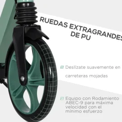 Homcom - Patinete plegable aluminio verde mint