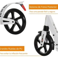 Homcom - Patinete plegable blanco