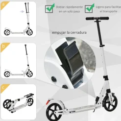 Homcom - Patinete plegable blanco