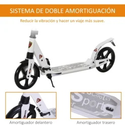 Homcom - Patinete plegable blanco