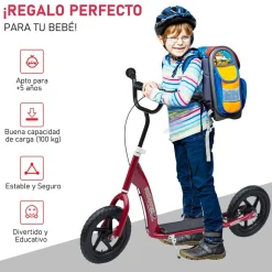 Homcom - Patinete Scooter Ajustable 2 ruedas Rojo