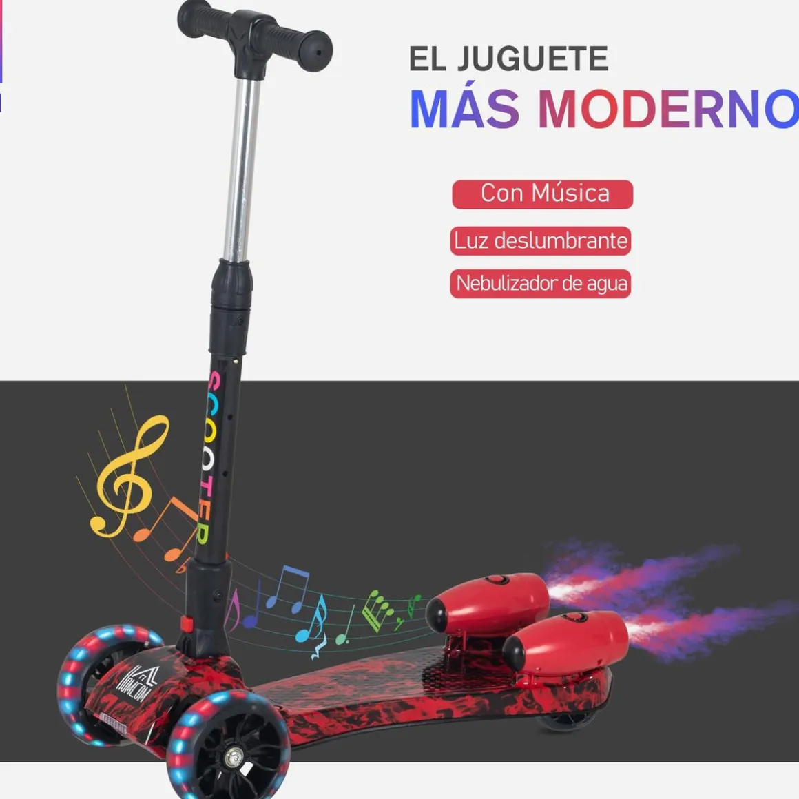 Homcom - Patinete Scooter plegable 3 ruedas