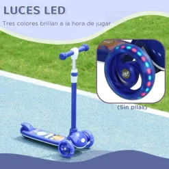 Homcom - Patinete Tri-scooter Azul con luces
