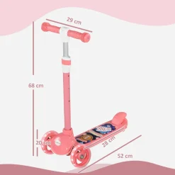 Homcom - Patinete Tri-scooter Rosa con luces