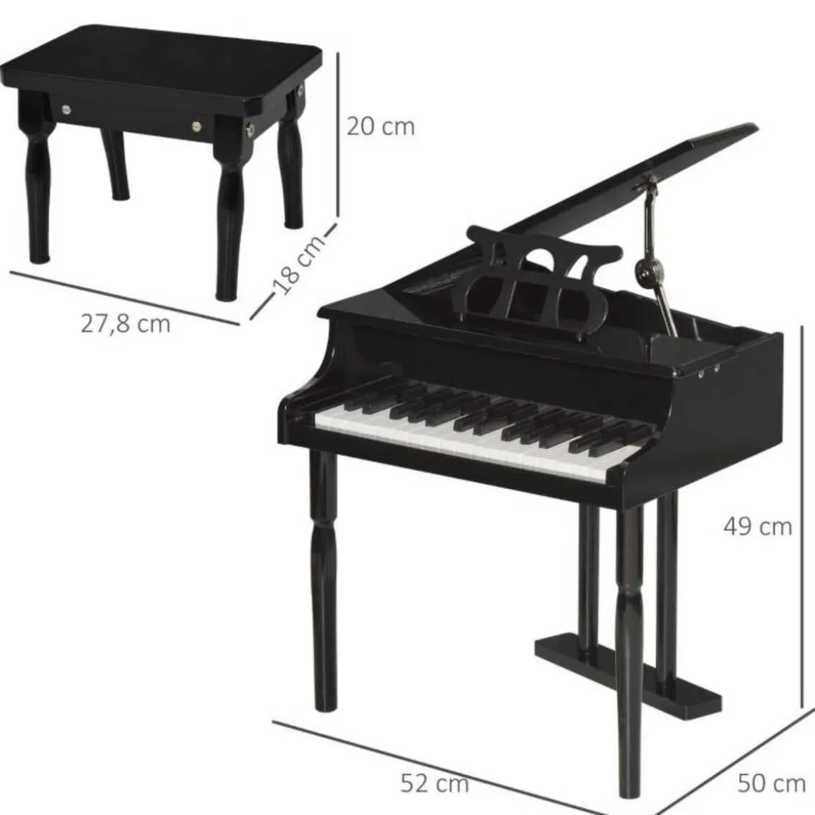 Homcom - Piano de Cola Electrónico 30 Teclas