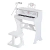 Homcom - Piano Electrónico 37 teclas con taburete Blanco