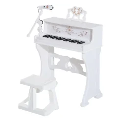 Homcom - Piano Electrónico 37 teclas con taburete Blanco