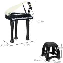 Homcom - Piano electrónico 32 teclas con taburete