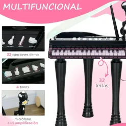 Homcom - Piano electrónico 32 teclas con taburete