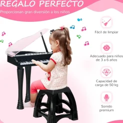 Homcom - Piano electrónico 32 teclas con taburete