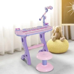 Homcom - Piano Infantil 37 Teclas Rosa HomCom