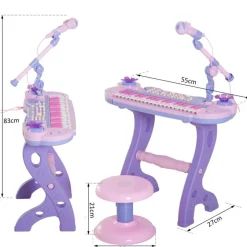 Homcom - Piano Infantil 37 Teclas Rosa HomCom