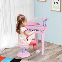 Homcom - Piano Infantil Electrónico Rosa HomCom