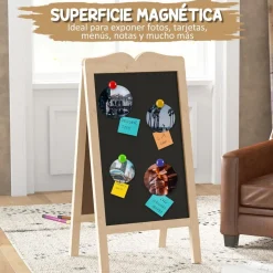 Homcom - Pizarra caballete doble con tizas y plantillas