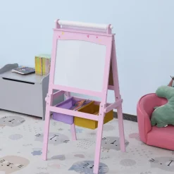 Homcom - Pizarra infantil 3 en 1 con caballete