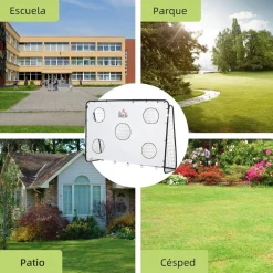 Homcom - Portería de fútbol con lona de entrenamiento Blanco