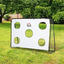 Homcom - Portería de fútbol con lona de entrenamiento Blanco