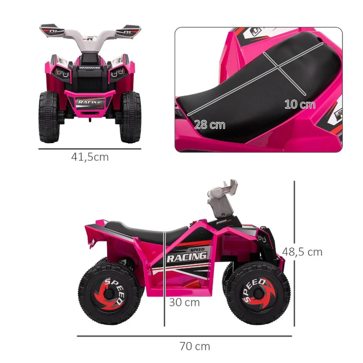 Homcom - Quad eléctrico batería 6 V