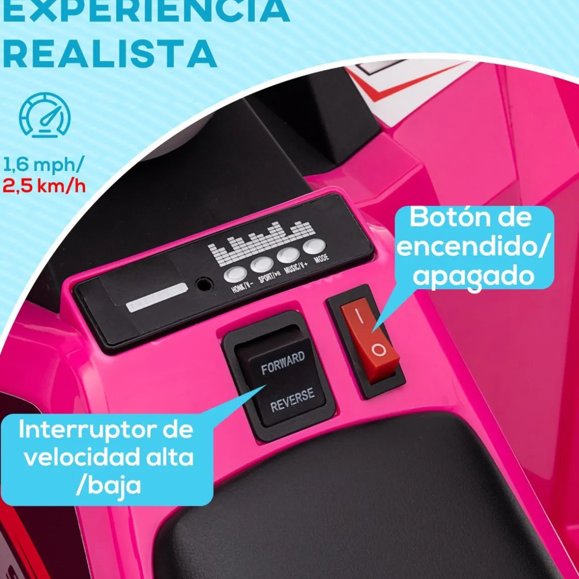 Homcom - Quad eléctrico batería 6 V