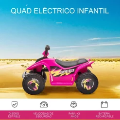 Homcom - Quad Eléctrico Batería 6V Rosa