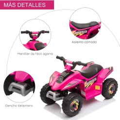 Homcom - Quad Eléctrico Batería 6V Rosa