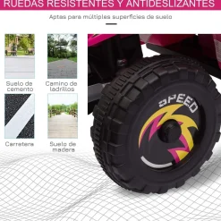 Homcom - Quad Eléctrico Batería 6V Rosa