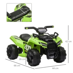 Homcom - Quad eléctrico con faros LED verde