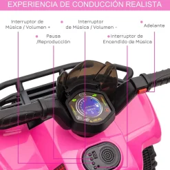 Homcom - Quad eléctrico 6V rosa