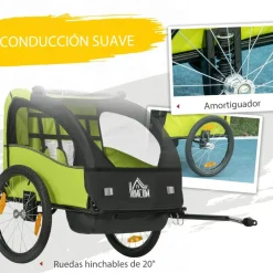 Homcom - Remolque para bicicleta Verde