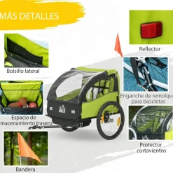 Homcom - Remolque para bicicleta Verde
