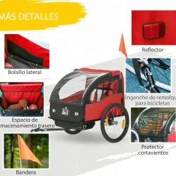 Homcom - Remolque para bicicleta Rojo