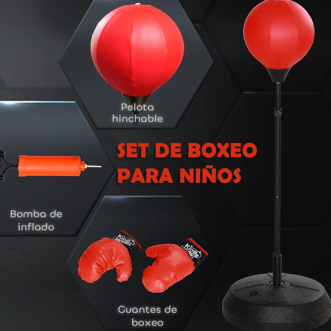 Homcom - Saco de boxeo infantil de pie 147 cm