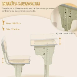 Homcom - Set Pupitre + Silla infantil Vintage