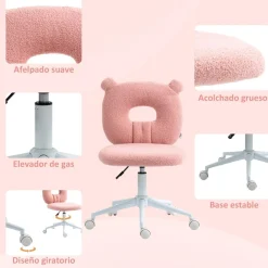 Homcom - Silla infantil de borreguito Rosa