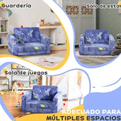Homcom - Sillón infantil Azul brilla en la oscuridad