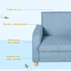 Homcom - Sillón tela infantil Azul