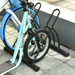 Homcom - Soporte de estacionamiento 2 bicicletas Negro