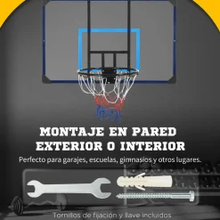 Homcom - Tablero con canasta baloncesto para pared