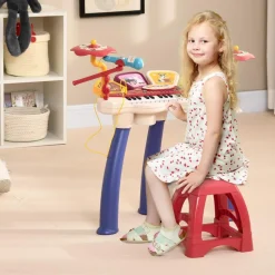 Homcom - Teclado electrónico 32 teclas con batería y taburete