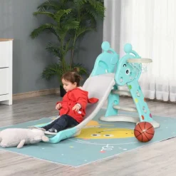 Homcom - Tobogán Infantil con Aro Baloncesto